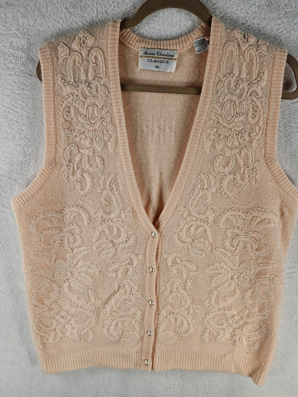 Marisa Christina Classics Sweater Vest Floral Embroidered Women's Size Medium
